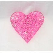Сердце объёмное плет. из ротанга розовое 20*20*6см